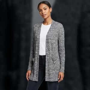 Art Class Marled Black/White Knit Cardigan Junior XL Minimalist Layering Pockets